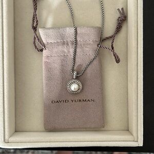 Authentic David Yurman white pearl, pave diamond necklace